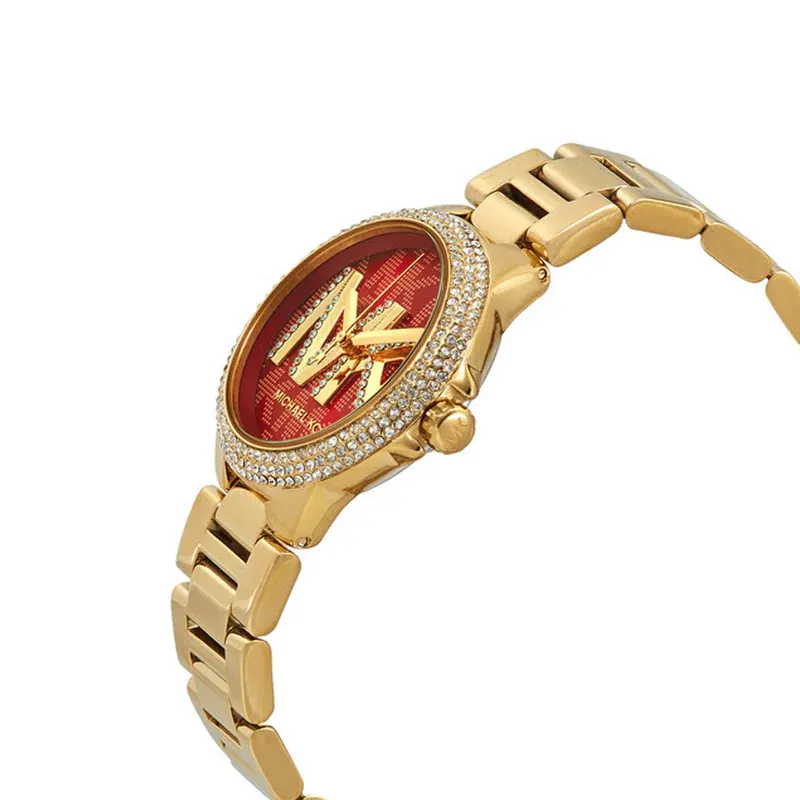 Michael Kors Quartz Camille Crystal Red Dial Ladies Watch- MK7196